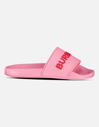 Burberry Womens Burberry Logo Tech Furley Sliders Bubblegum Pink - Size: 4