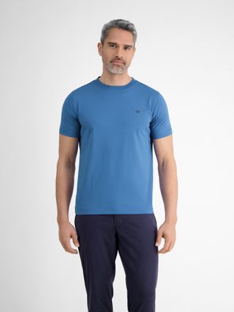 Lerros T-Shirt LERROS, Herren, Gr. M, blau (cobalt blau), Single Jersey, Obermaterial: 75% Baumwolle, 25% Polyester, unifarben, regular fit taillenbedeckt, R