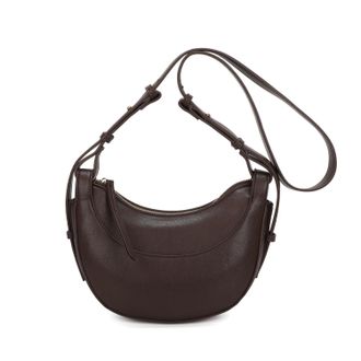 Generic Womens Brown Crescent Shoulder Bag, Saddle Style Handbag with Adjustable Strap, Small Hobo Purse for Everyday & Casual Use (Coffee)