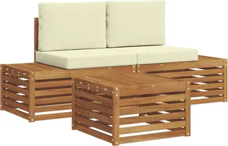 vidaXL Conjunto De Sof&aacute;s De Exterior Natural Y Crema 59 X 59 X 37 Cm Vidaxl