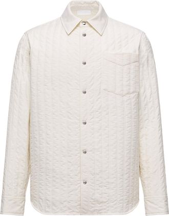 Moncler Vertical-quilted Padded Shirt Jacket White Size XXL