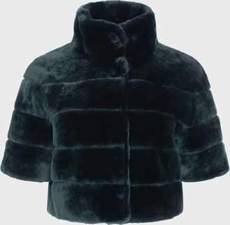 Gorski Horizontal Lamb Shearling Short-Sleeve Bolero Jacket