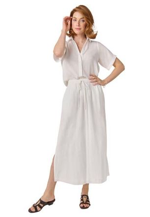 Jessica London Cotton Gauze Camp Shirt in White at Nordstrom, Size 26