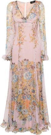 Etro flora-print maxi dress - women - Polyester/Silk - 44 - Pink