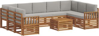 vidaXL Conjunto De Sof&aacute;s De Exterior 10 Uds. Natural Y Gris Claro Vidaxl