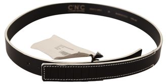 Costume National Womens Black White Leather Fashion Waist Belt