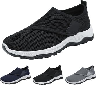 Generic Men Slip On Walking Shoes Size 7.5 Breathable Mesh Flat Bottom Lightweight Comfortable Orthopedic Sneakers Non Slip Casual Athletic Gym Tennis Sneaker