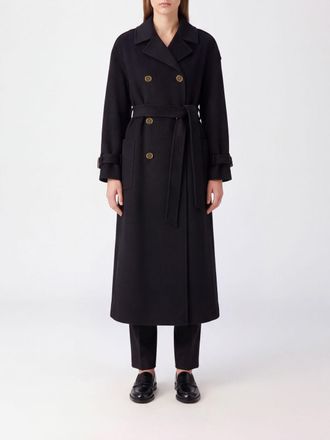 Elisabetta Franchi Double-Breasted Long Wool Coat with Belt