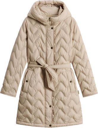 Woolrich Heritage Parka - Dames - Dons jassen - Beige - 2XL - Leer - Jassen