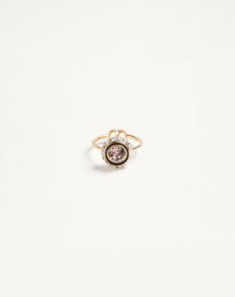 Valentino Garavani VLogo Signature Ring In Metal, Enamel And Crystals Wo