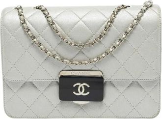 Chanel Pre-owned Vintage Leren Schoudertas - Dames - Vintage Schoudertas - Grijs - ONE Size - Leer - Vintage