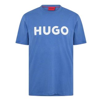 HUGO BOSS Hugo Heren-T-shirt met Dulivio-logo in contrasterende kleuren (Medium Blauw)