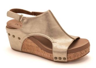 Corkys Footwear Womens Carley Wedge In Antique Gold