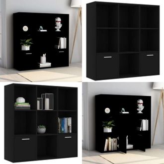 vidaXL Libreria Nera 98x30x98 cm in Legno Multistrato - Libreria nera - Libreria con ante