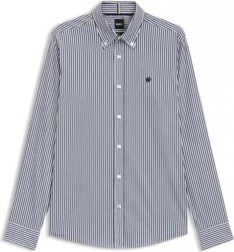 HUGO BOSS Shirt - Heren - Casual Overhemden - Blauw - M - Katoen - Overhemden