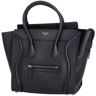 Celine Black Leather Handbag Tote Bag (Pre-Owned)