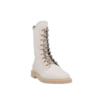 Brunello Cucinelli Womens Beige Cotton Lace-Up Boots