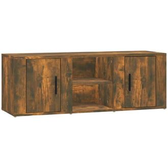 vidaXL Vidaxl - Mueble De Tv Madera Contrachapada Roble Ahumado 100x31,5x35 Cm