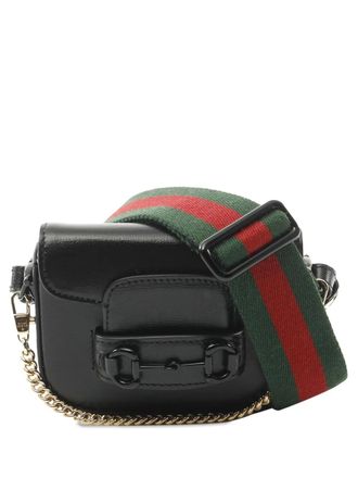 Gucci 2016-heden Horsebit 1955 Web leren mini-tas - Zwart