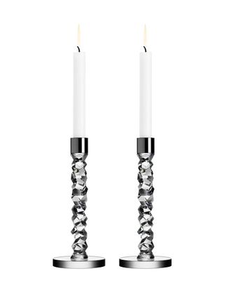 Orrefors Set Of 2 Medium Carat Candlesticks