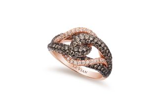 Le Vian Chocolatier Ring Chocolate Diamonds, Vanilla Diamonds set in 14K Strawberry Gold Ring Size 7 R16089BR