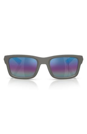 Prada 54mm Mirrored Irregular Sunglasses in Metal Silver /Brown Rainbow at Nordstrom