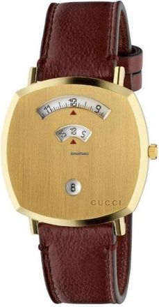 Gucci Stijlvol Functioneel Leren Band Horloge - Heren - Horloges - Bruin - ONE Size - Accessoires
