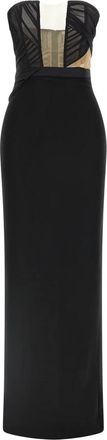 Nensi Dojaka Corsetted Draped Maxi Jurk - Dames - Avondkleed - Zwart - S - Polyester - Kleedjes