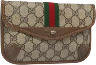 Gucci Pre-owned Clutches, female, Beige, Size: ONE SIZE Pre-owned Canvas Clutch