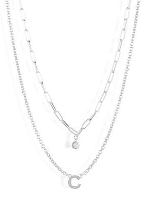 Meshmerise Diamond Initial Charm Necklace in White-C at Nordstrom Rack