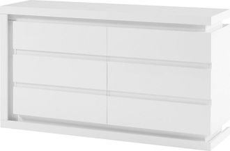 Vente-Unique C&oacute;moda 6 cajones - Con LEDs - MDF - Blanco lacado - FLARANCIA
