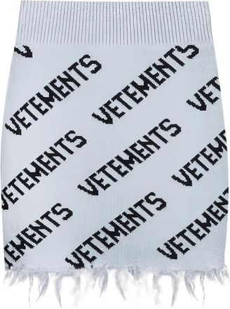 VETEMENTS monogram frayed mini skirt - Black