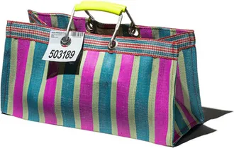 Puebco Bolsa Ancha Raya Plástico Reciclado/b Verde x Rosa