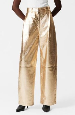 & Other Stories Metallic Leather Pants in Gold at Nordstrom Rack, Size 10