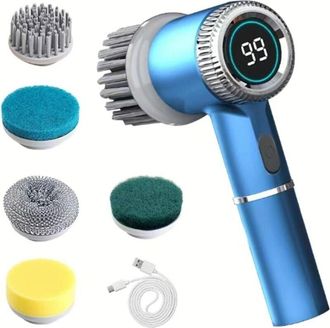 OEM Brosse De Nettoyage Electrique - 3 Vitesses - Etanche Ipx7 - Sans Fil Rechargeable - Pour Salle De Bain Cuisine Toilettes - 5 Tetes - 1 Unite