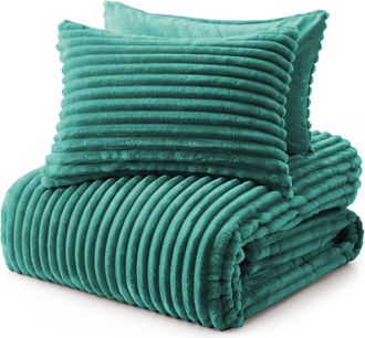 Puredown Flannel Down Alternative Comforter Set