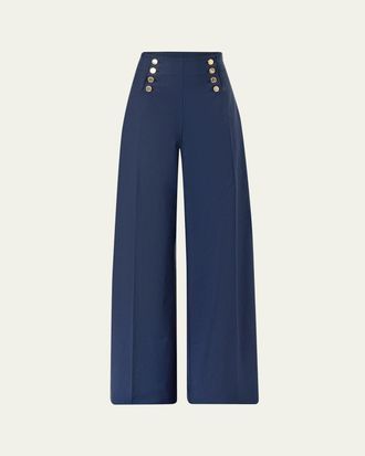 Carolina Herrera Alba Button-Front Wide-Leg Sailor Pants