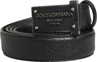 Dolce & Gabbana Kalf Leren Logo Metalen Gesp Riem - unisex - Riemen - Zwart - ONE Size - Leer - Accessoires