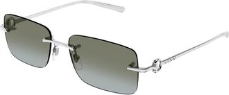 Gucci Rechthoekige Zonnebril - Heren - Zonnebrillen - Grijs - 55 MM - Nylon - Accessoires