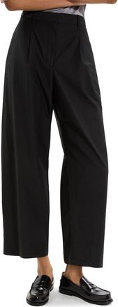 Theory Wide Leg Crop Cotton Blend Pants in Black at Nordstrom, Size 6