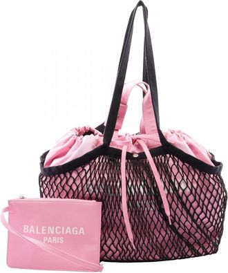 Balenciaga Black Pink Canvas Handbag Pouch Tote Bag (Pre-Owned)