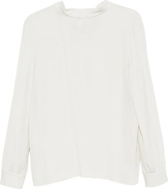 Giorgio Armani Tie-back High-neck Silk Blouse