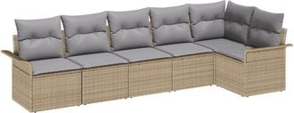 vidaXL Vidaxl - Conjunto de sofá de jardín con cojín 6 pcs Beige Poliratán