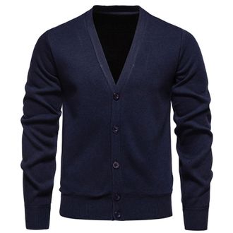 Generic Warm Cardigans Men and Winter Casual V-Neck Cardigan Large Size Pullover Jacket Pullover Men Anthracite, navy, M