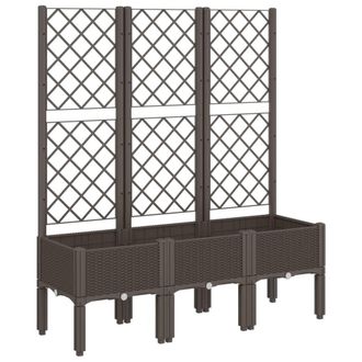 Berkfield Home Garden Planter with Trellis Brown 120x40x142 cm PP | Size: 120 x 40 x 142 cm