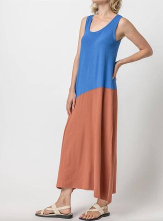 Lilla P Colorblock Tank Maxi Dress In Tandoori
