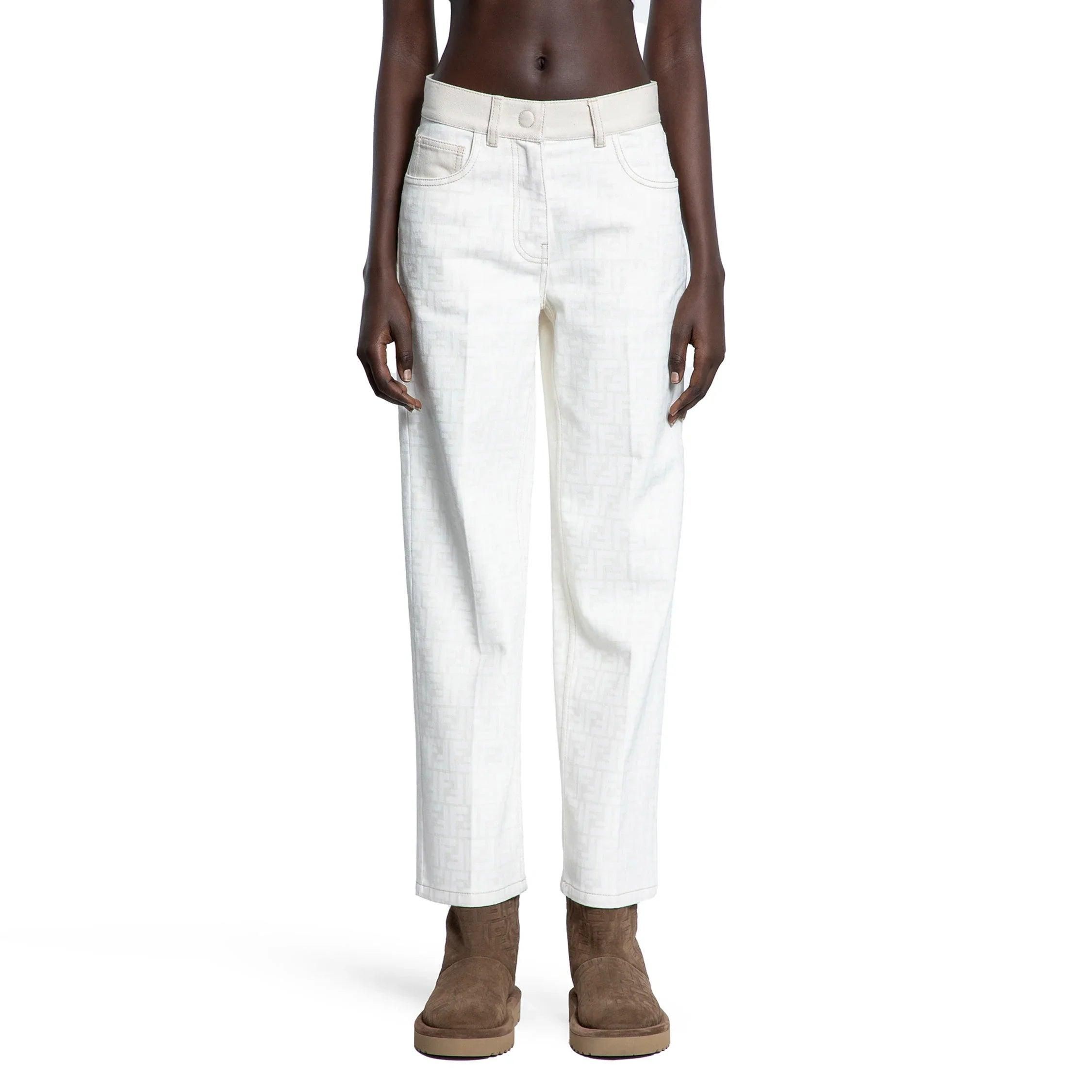 パンツ FENDI Ff off white denim trouser Bianco Long Jeans Denim White | Fendi