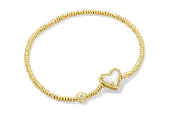 Kendra Scott Ari Heart Stretch Womens Bracelet Womens Bracelet Gold Ivory Mother Of Pearl, Brass