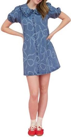 Blu Pepper Bow Denim Minidress at Nordstrom Rack, Size Medium