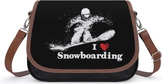 Generic I Love Snowboarding Snowboarder Crossbody Bags for Women Fashion Leather Shoulder Handbags With Adjustable Strap